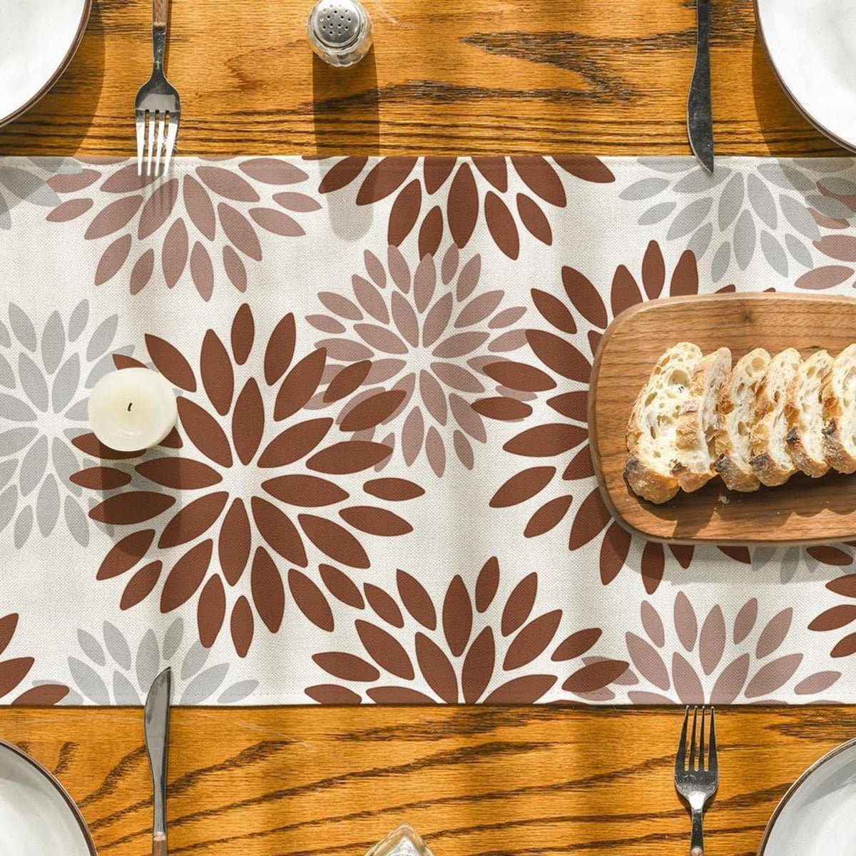 Tischläufer Blumen Braun Dahlie Herbst 40x140 cm