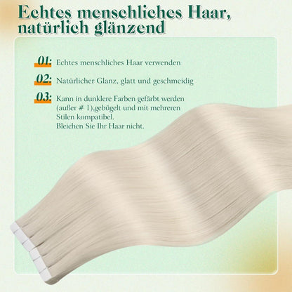 Echthaar Tape Extensions Blond 45cm - Natürliche Verlängerung