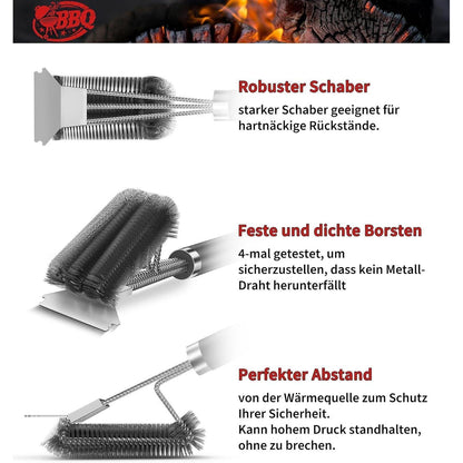 Grillbürste 2er-Pack mit Schaber, extra lang