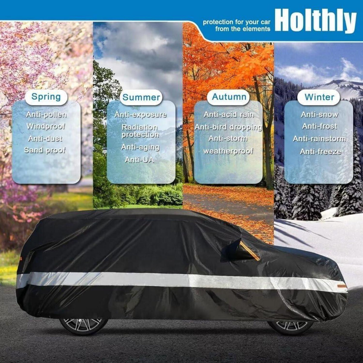 Autoabdeckung wasserdicht für Dacia Logan (2006-2020) Schwarz