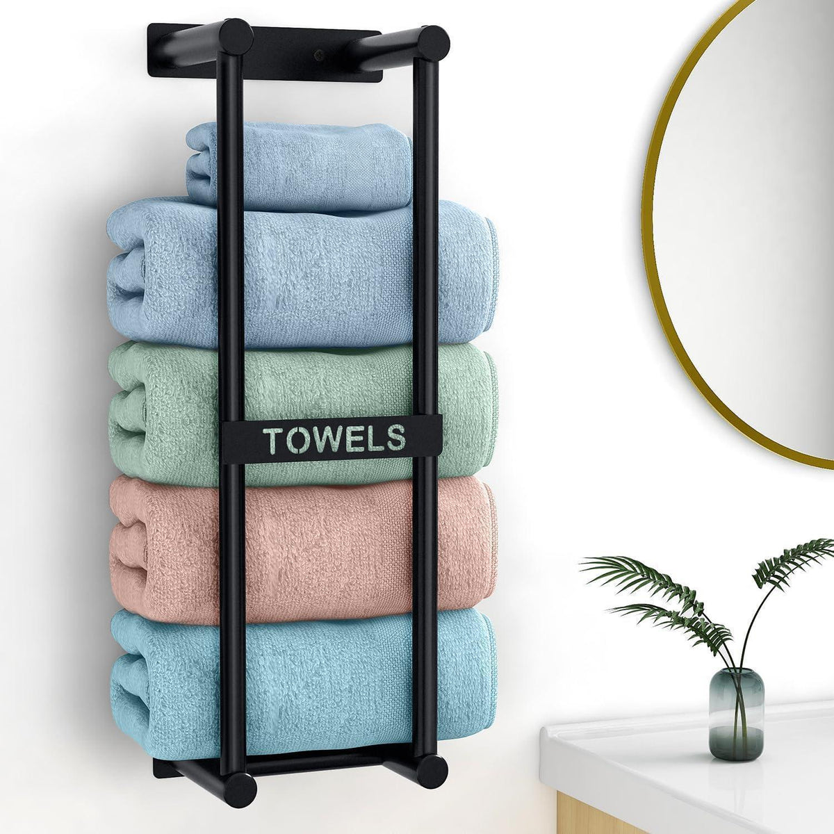 Badezimmer Handtuchhalter Schwarz 56cm Wandmontage für große Handtücher