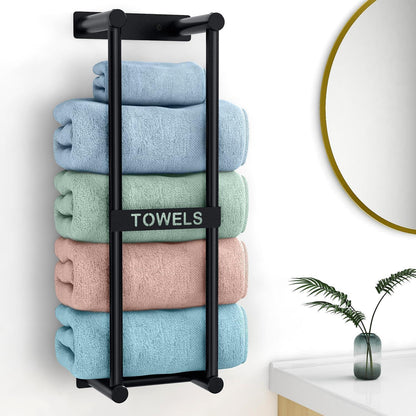 Badezimmer Handtuchhalter Schwarz 56cm Wandmontage für große Handtücher