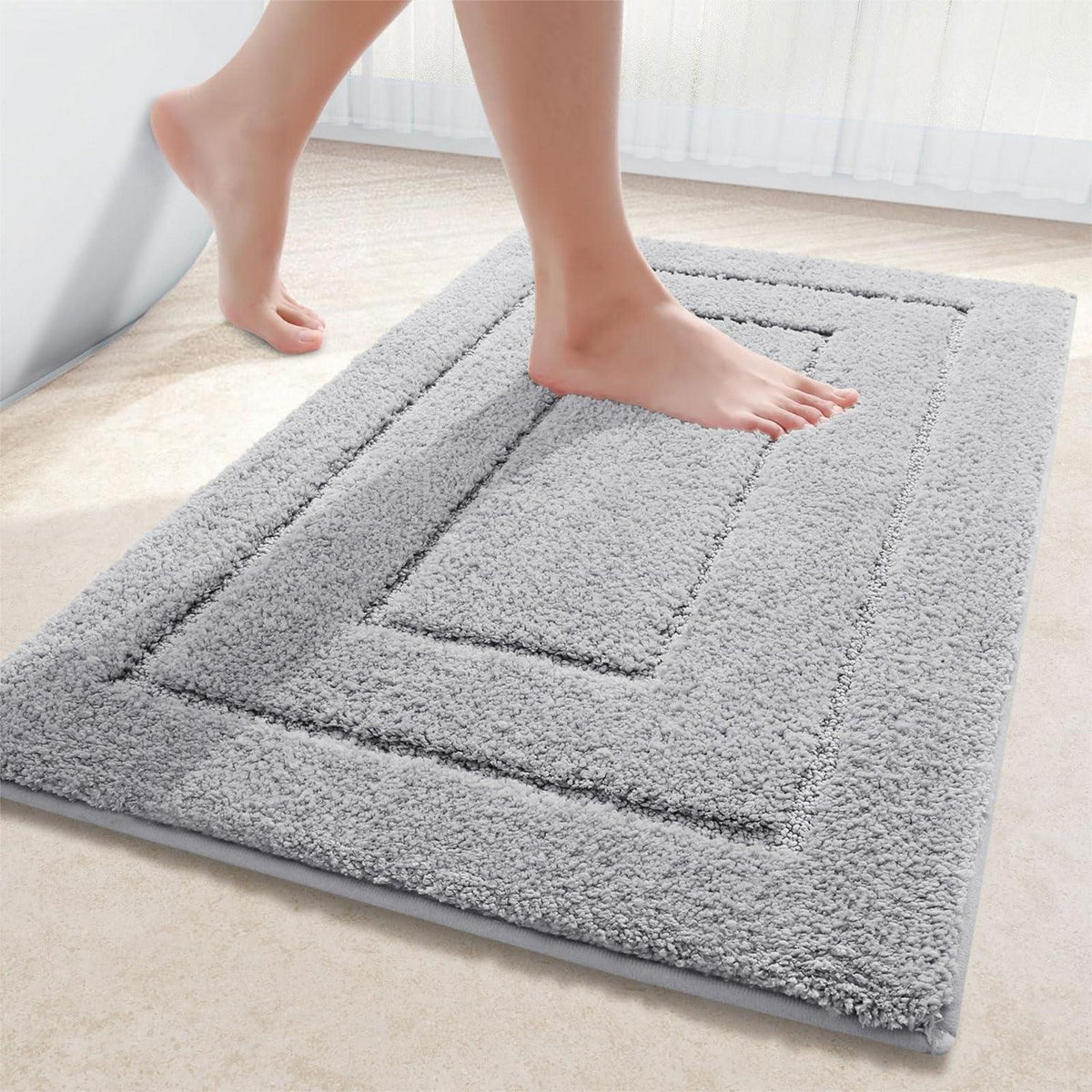 Mikrofaser Badteppich Grau – Rutschfest & Wasserabsorbierend 60x120 cm