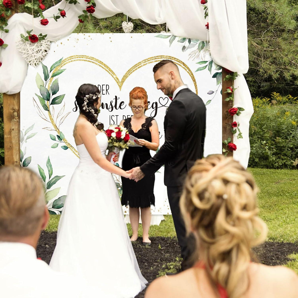 Hochzeitslaken Grün 200x180cm mit 2 Scheren für Hochzeitsspiele