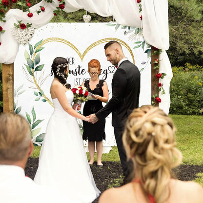 Hochzeitslaken Grün 200x180cm mit 2 Scheren für Hochzeitsspiele