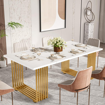Esstisch weiß & gold 180x80 cm – Moderner Dining Table für 6-8 Personen