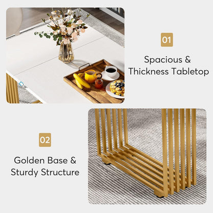 Esstisch weiß & gold 180x80 cm – Moderner Dining Table für 6-8 Personen