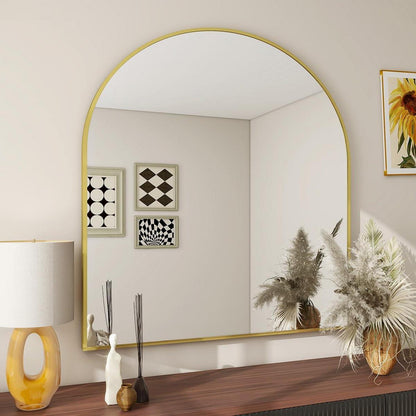 Bogen-Badezimmerspiegel Gold 81x86 cm | Wandspiegel mit Metallrahmen