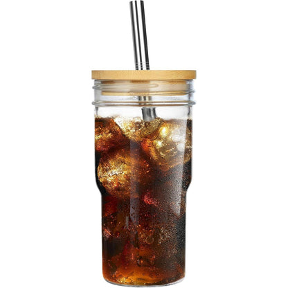 Cocktailgläser mit Deckel mit Glasstrohalme 475ml 4x Set