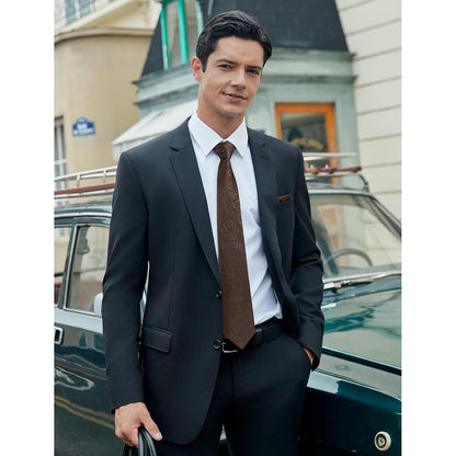 Krawatten-Set mit Einstecktuch für Herren, Paisley, Braun