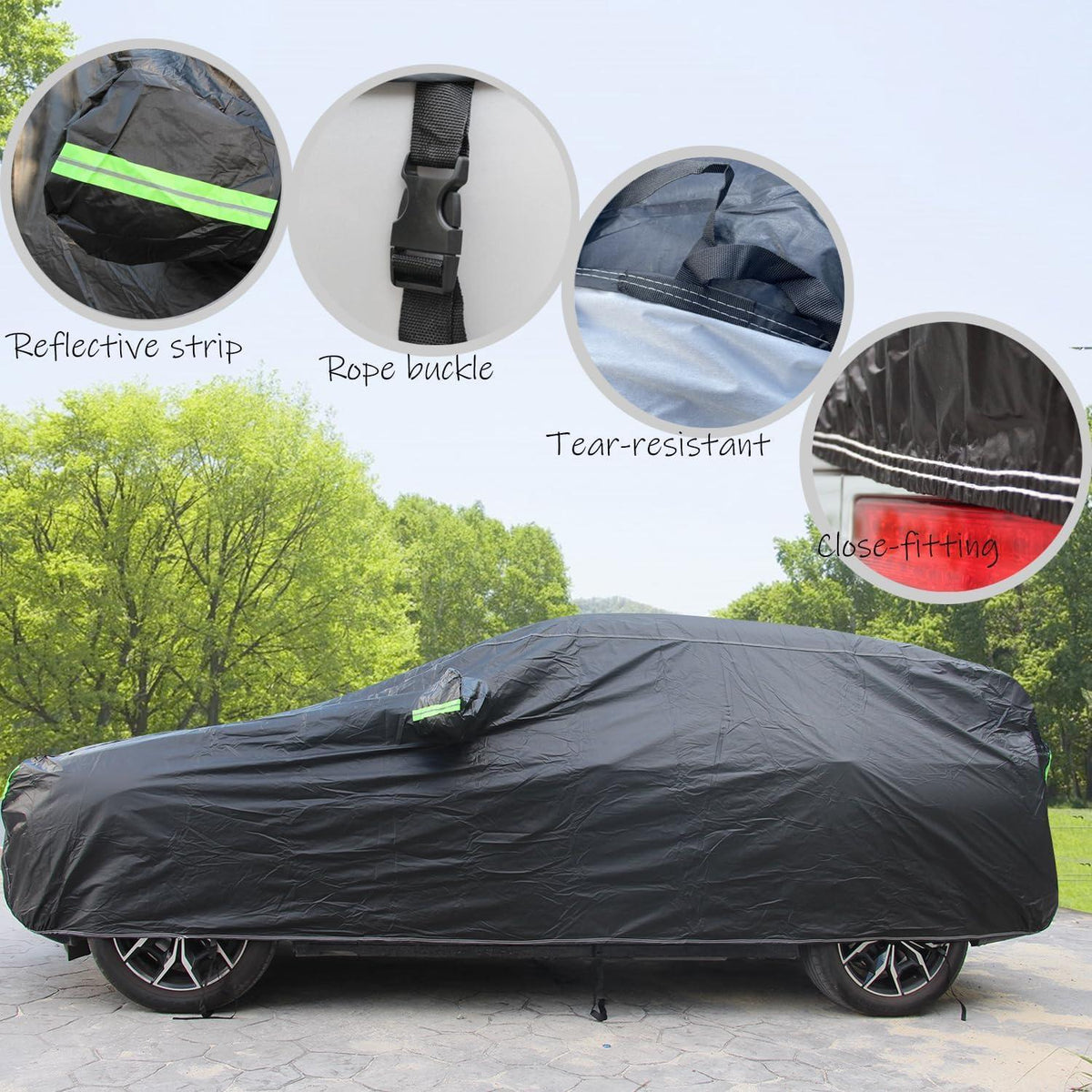 Wasserdichte Autoabdeckung XL – Schutzplane für SUV, Schwarz