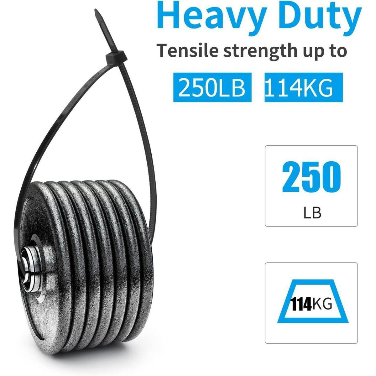300mm Lange Kabelbinder Schwarz – 80er Set, 114kg Zugfest