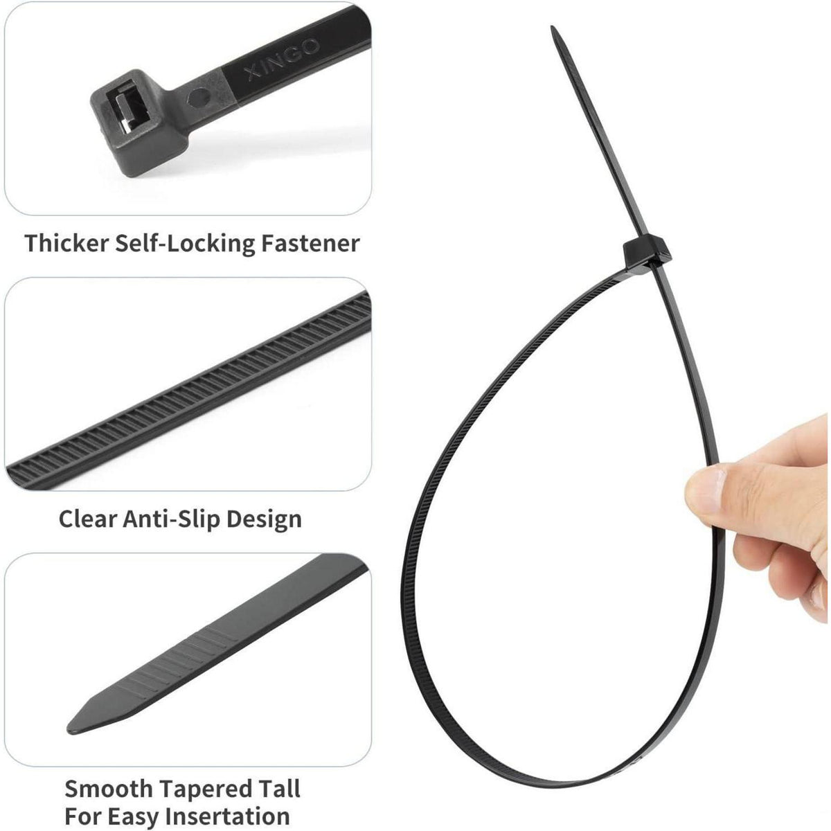 300mm Lange Kabelbinder Schwarz – 80er Set, 114kg Zugfest