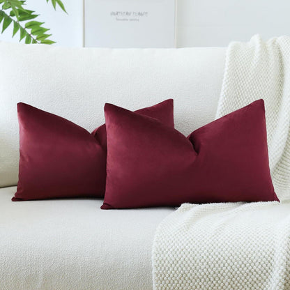 Samt Kissenbezug Bordeaux 40x60 cm - 2er Set
