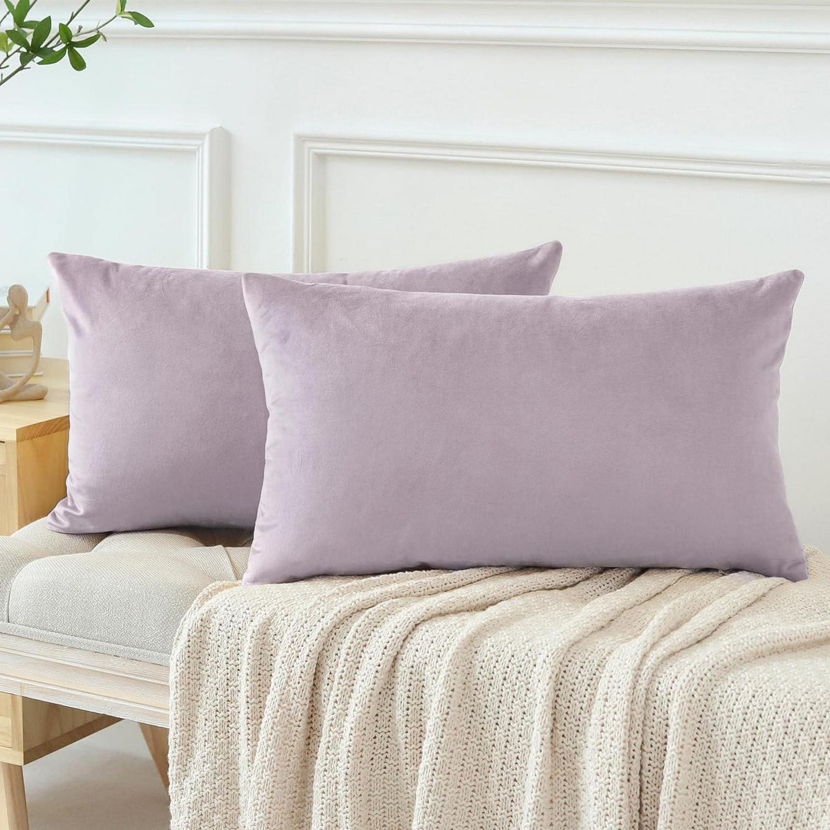 Samt Kissenbezüge 40x60 cm - Rosa Lila 2er Set