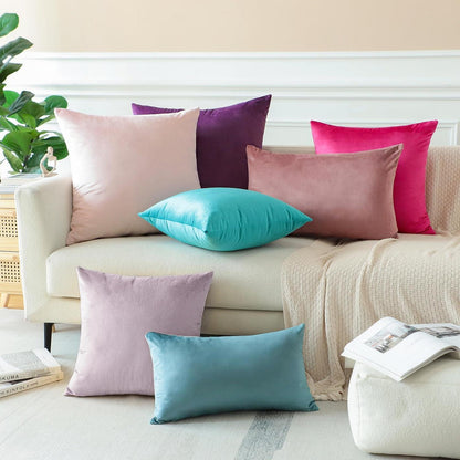 Samt Kissenbezüge 40x60 cm - Rosa Lila 2er Set