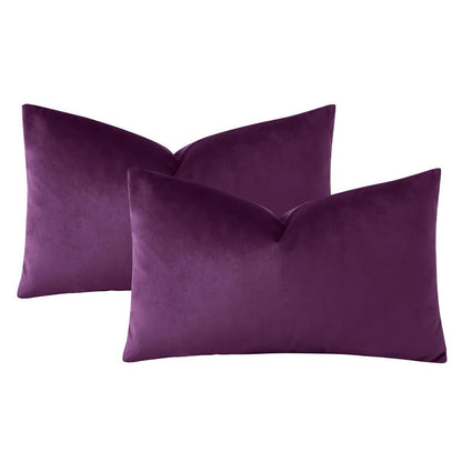 Samt Kissenbezüge 40x60 cm Aubergine Lila - 2er Set
