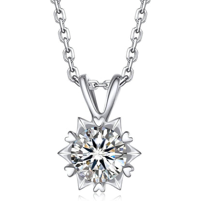 Moissanit Halskette Damen Silber 925, 1 Karat Schneeflocke Anhänger