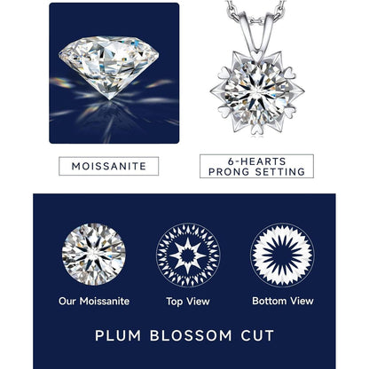 Moissanit Halskette Damen Silber 925, 1 Karat Schneeflocke Anhänger