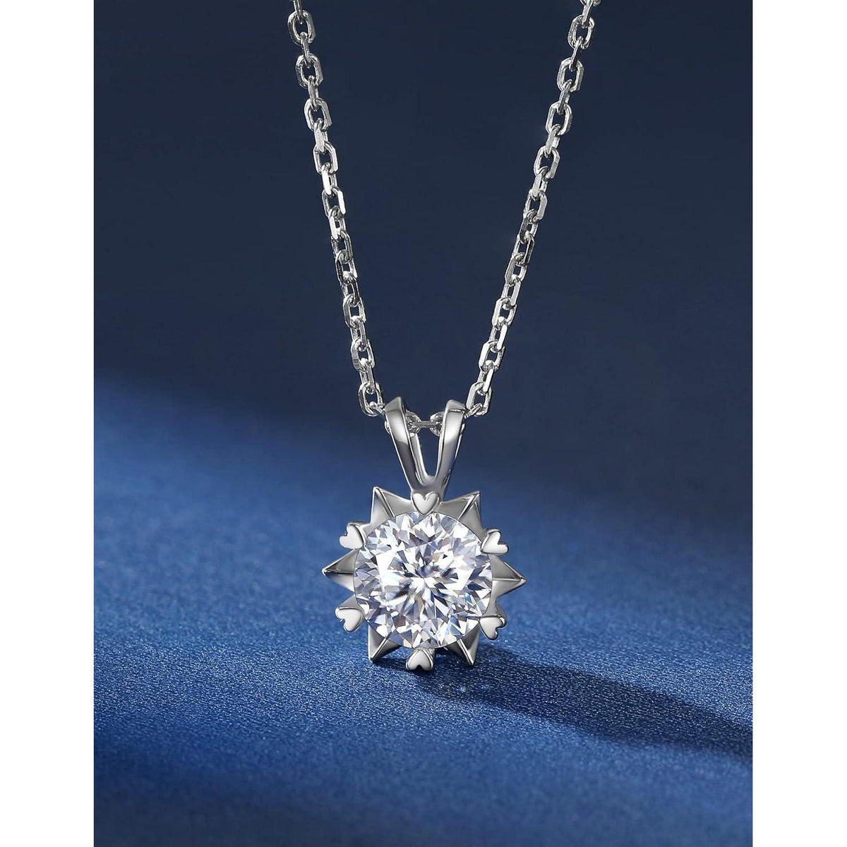 Moissanit Halskette Damen Silber 925, 1 Karat Schneeflocke Anhänger