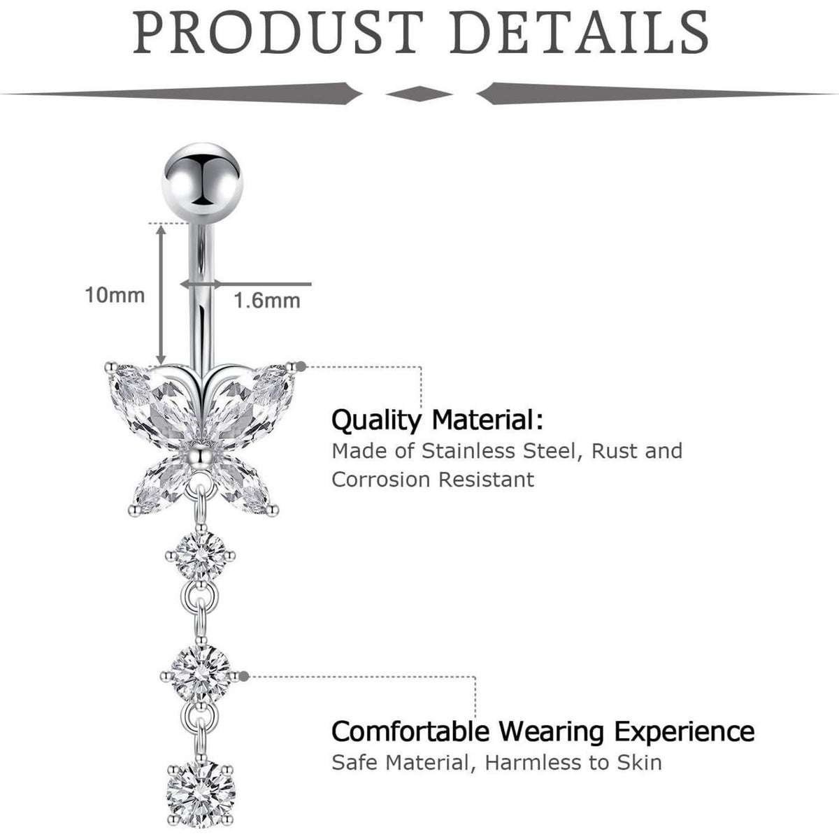 Bauchnabelpiercing 2er Set 10mm Herz Chirurgenstahl Silber Gold
