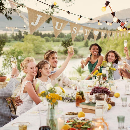 Just Married Girlande Deko Jute Hochzeit Banner BoHo Frauen
