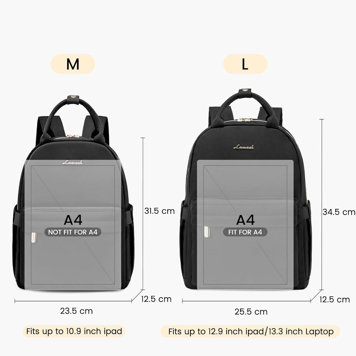 Kleiner Damen Rucksack Wasserdicht Mini Cityrucksack Schwarz