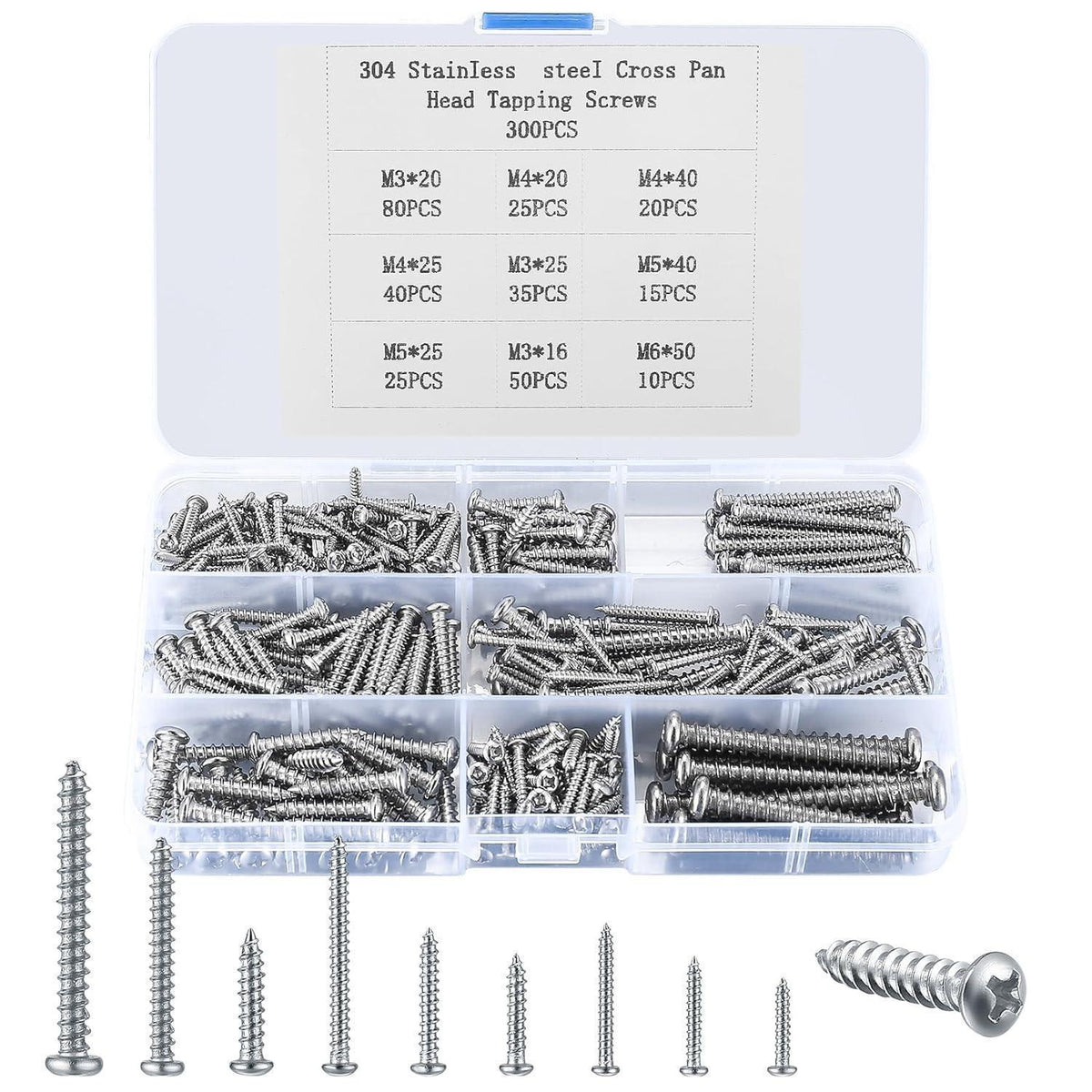 300tlg. Edelstahl Schrauben Sortiment M3-M6 mit Box