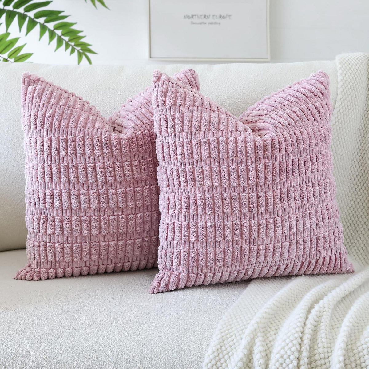 2x Kordsamt Kissenbezug 50x50 cm Rosa Lila Modern