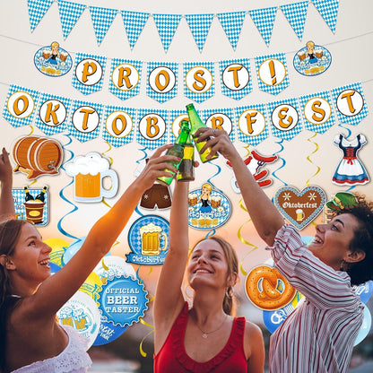Oktoberfest Deko Set Banner Girlande Luftballons Spiraldekoration