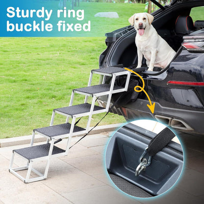 Hundetreppe für Auto & SUV – 5 Stufen, Faltbar & Verstellbar