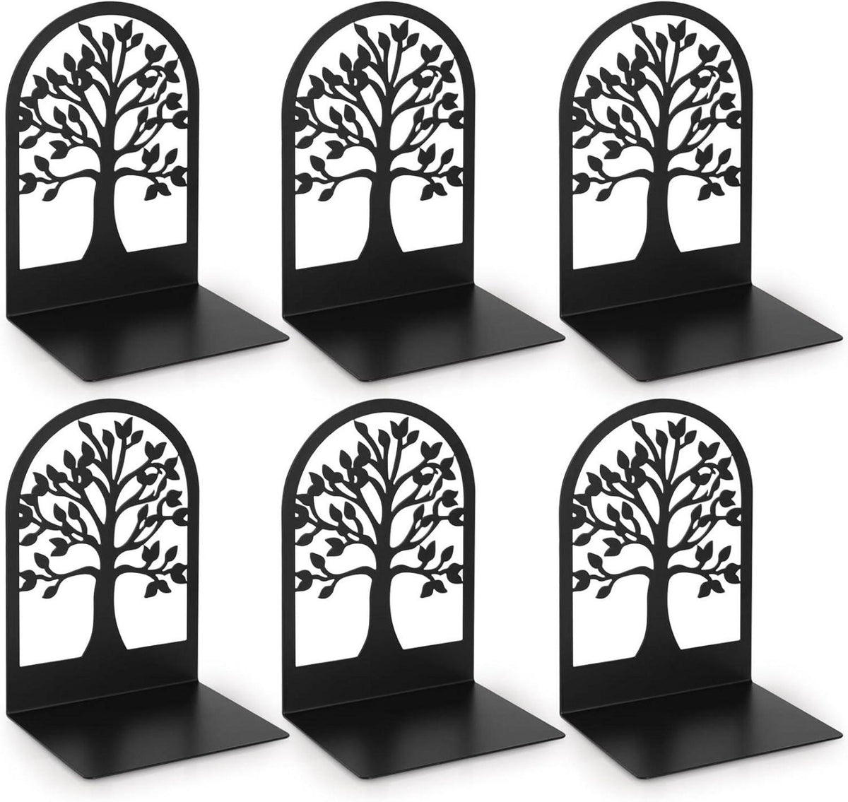 3 Paar Schwarz Metall Buchstütze Bücherhalter Bookends - 12x12x16,5 cm
