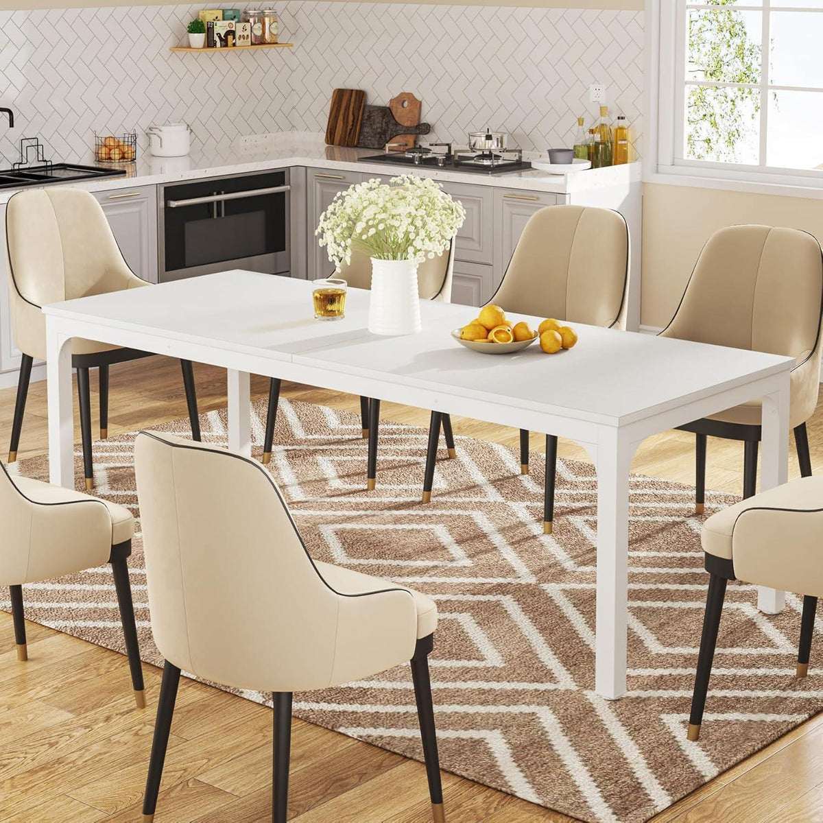 Industrietisch Esstisch 200x70cm für 6-8 Personen Weiß