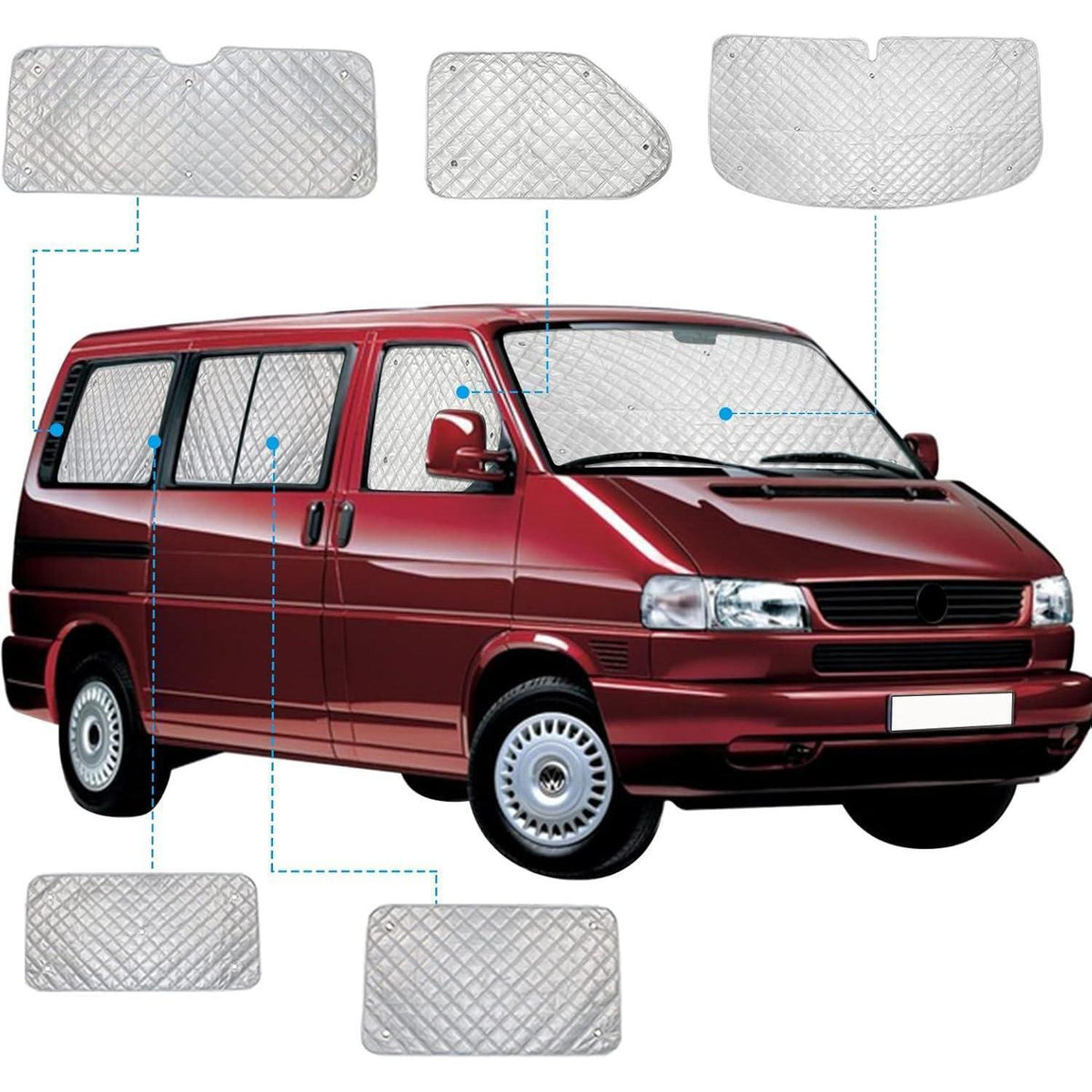 Sonnenschutz für VW T4 LWB – 8-teiliges Set für Auto