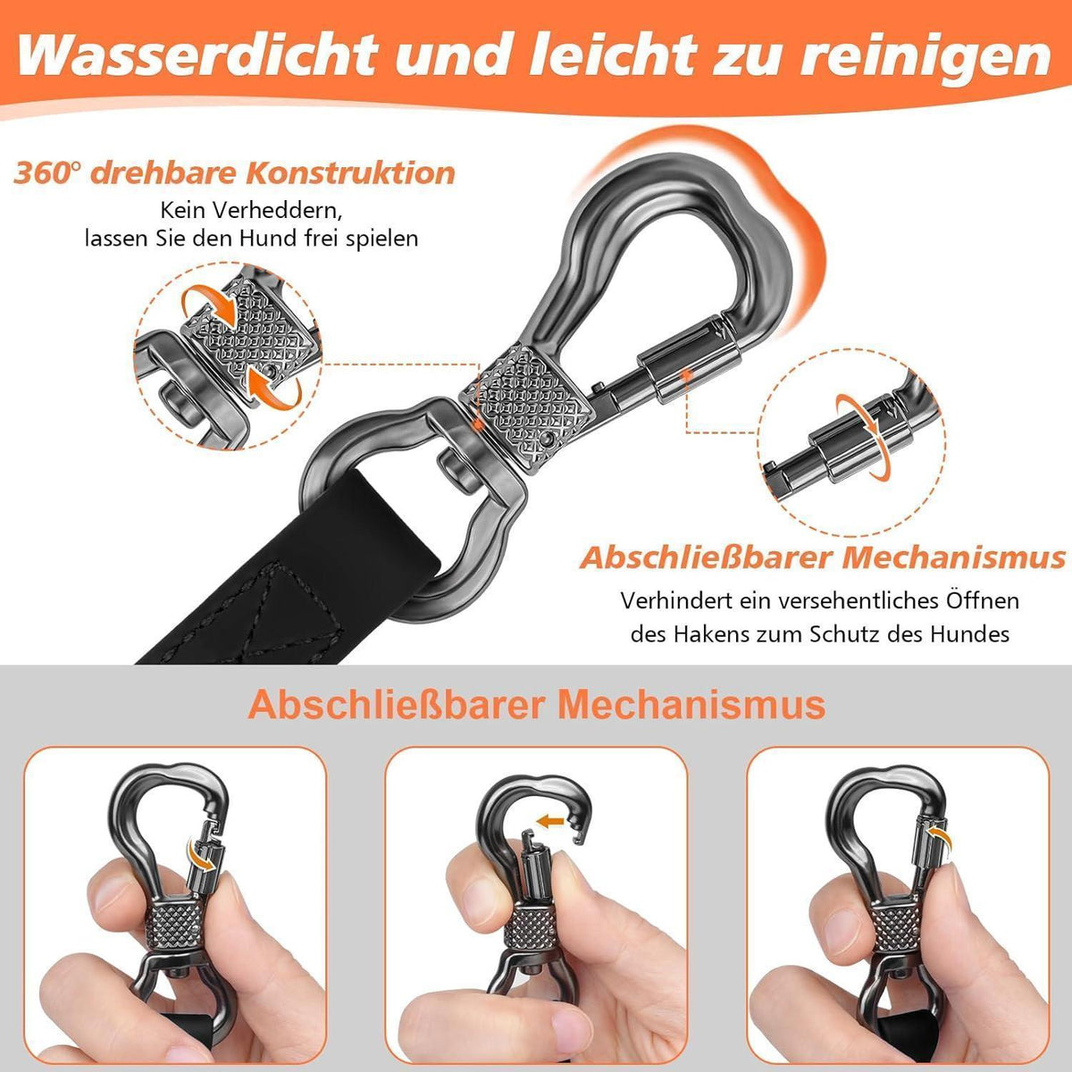 Wasserdichte Schleppleine für Hunde 10M mit abschließbarem Karabiner