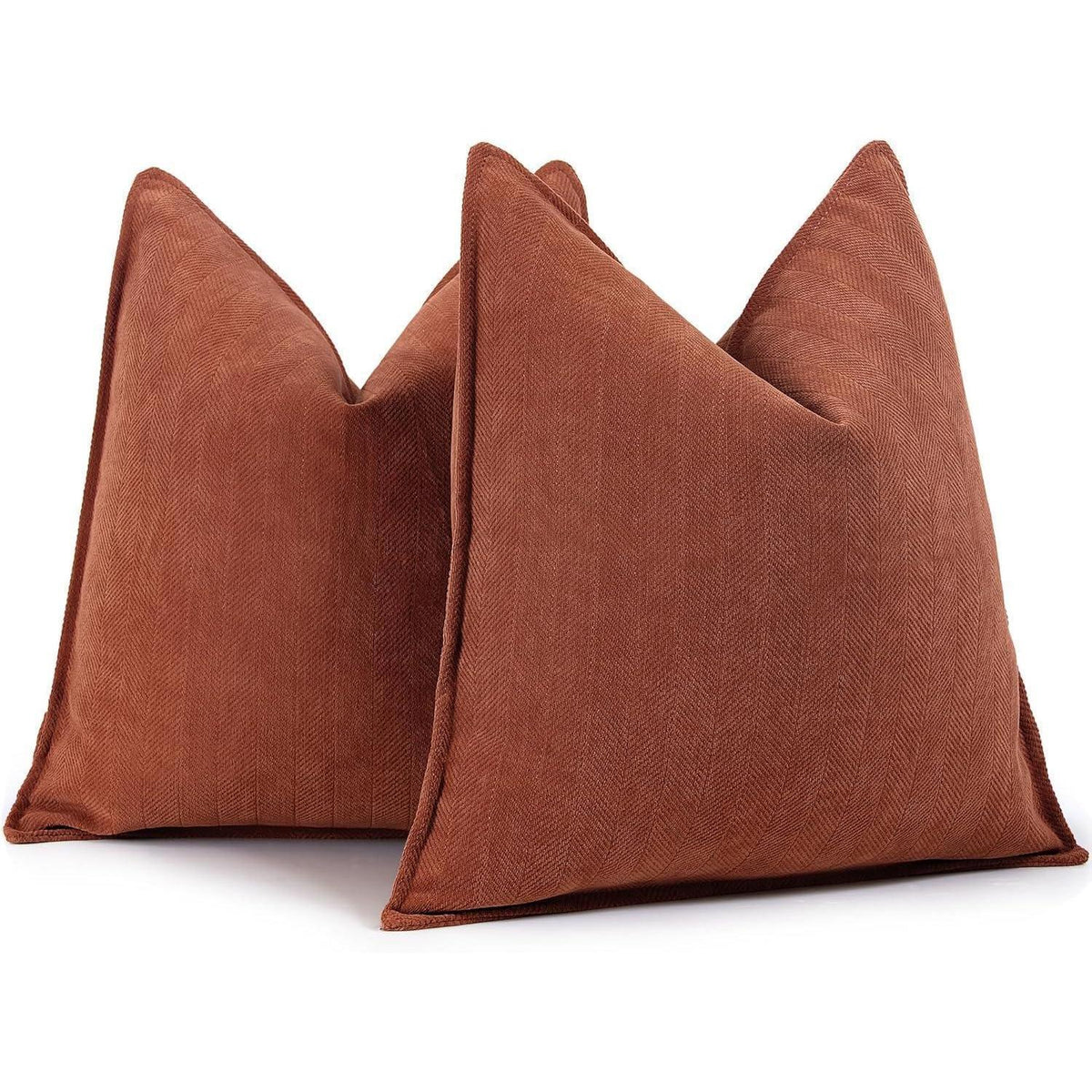 Chenille Kissenbezug 55x55 Rost 2er Set - Dekor Kissenbezüge