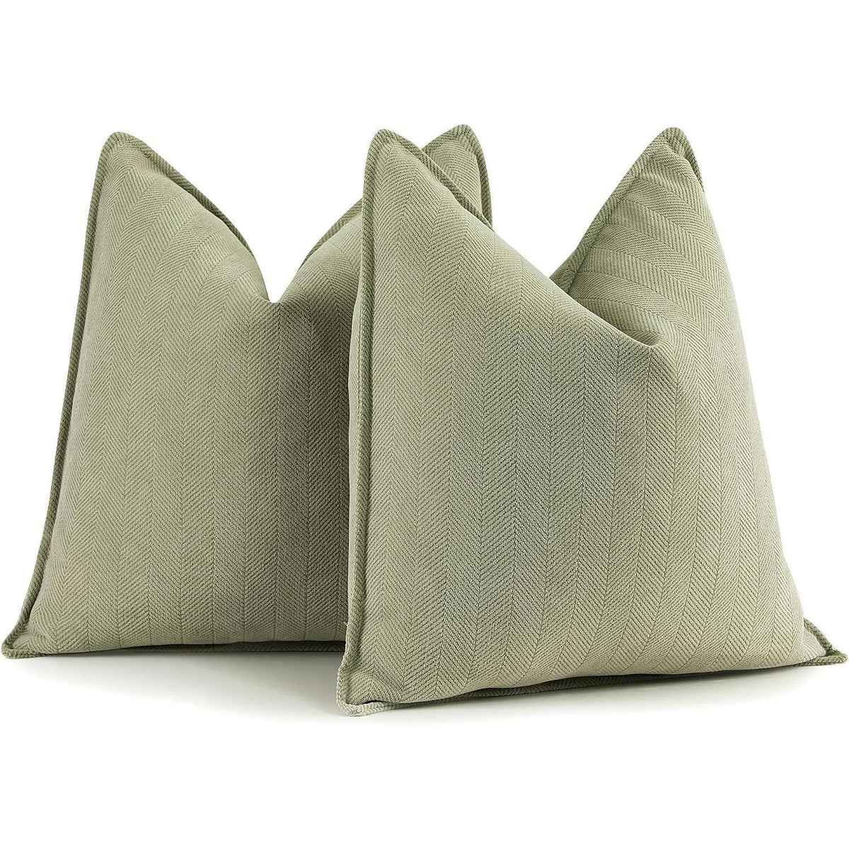 Salbei Grün Kissenbezug 55x55 - 2er Set Chenille