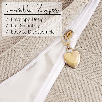 Chenille Kissenbezug 30x50 cm, 2er Set - Beige