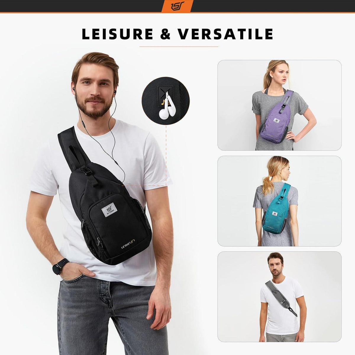 Leichte Herren Brusttasche Sling Bag Wasserfest Crossbody Pack für