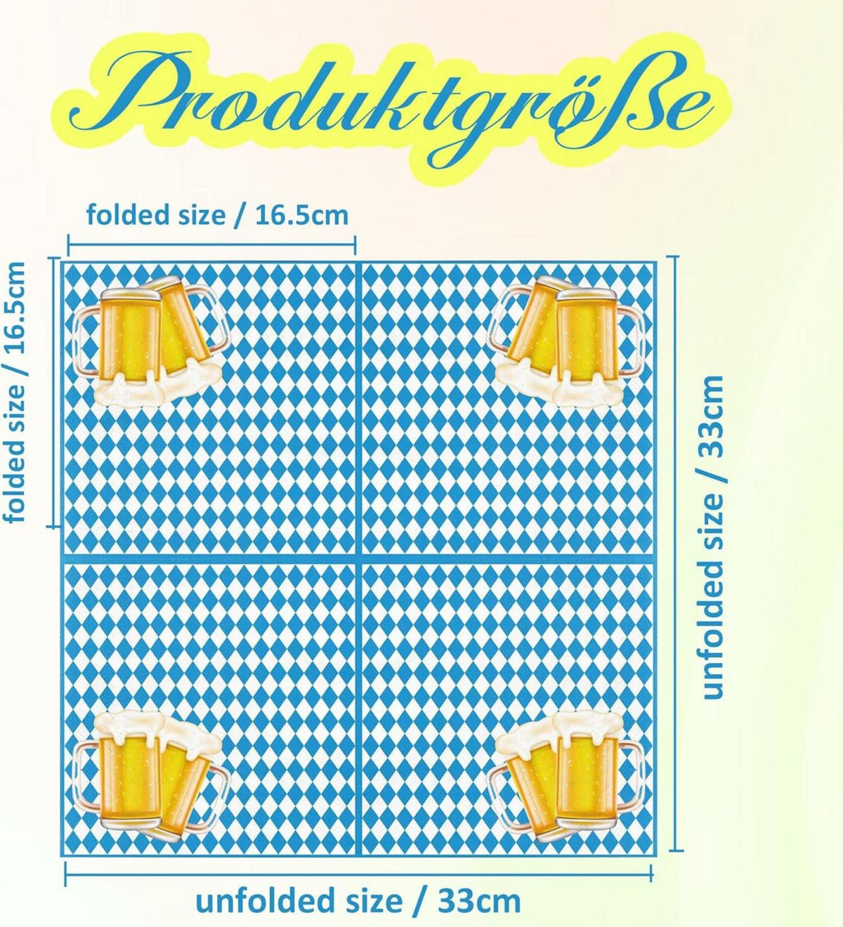 Oktoberfest Servietten Bayrisch - Blau-Weiß 33x33cm 40 Stück