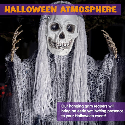 Hängende Halloween-Sensenmänner 3er-Set, 139cm & 88cm