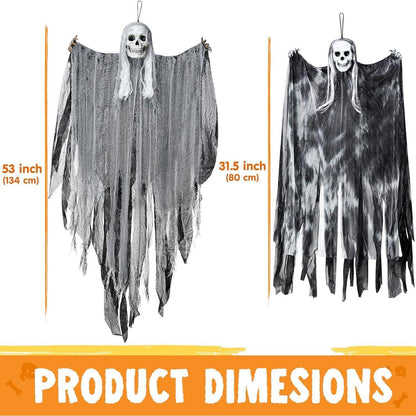 Hängende Halloween-Sensenmänner 3er-Set, 139cm & 88cm
