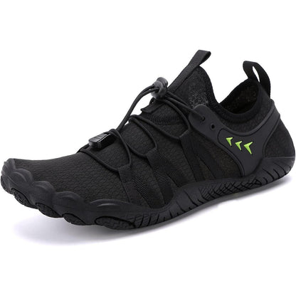 Aqua Schuhe Damen Herren Schnelltrocknend mit Drainagelöchern Schwarz