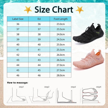 Wasserschuhe Damen Herren Schnelltrocknend mit Drainagelöchern Schwarz 36-46