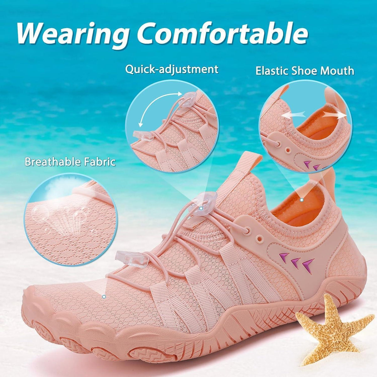 Aqua Schuhe Damen Herren Schnelltrocknend Pink 36-46