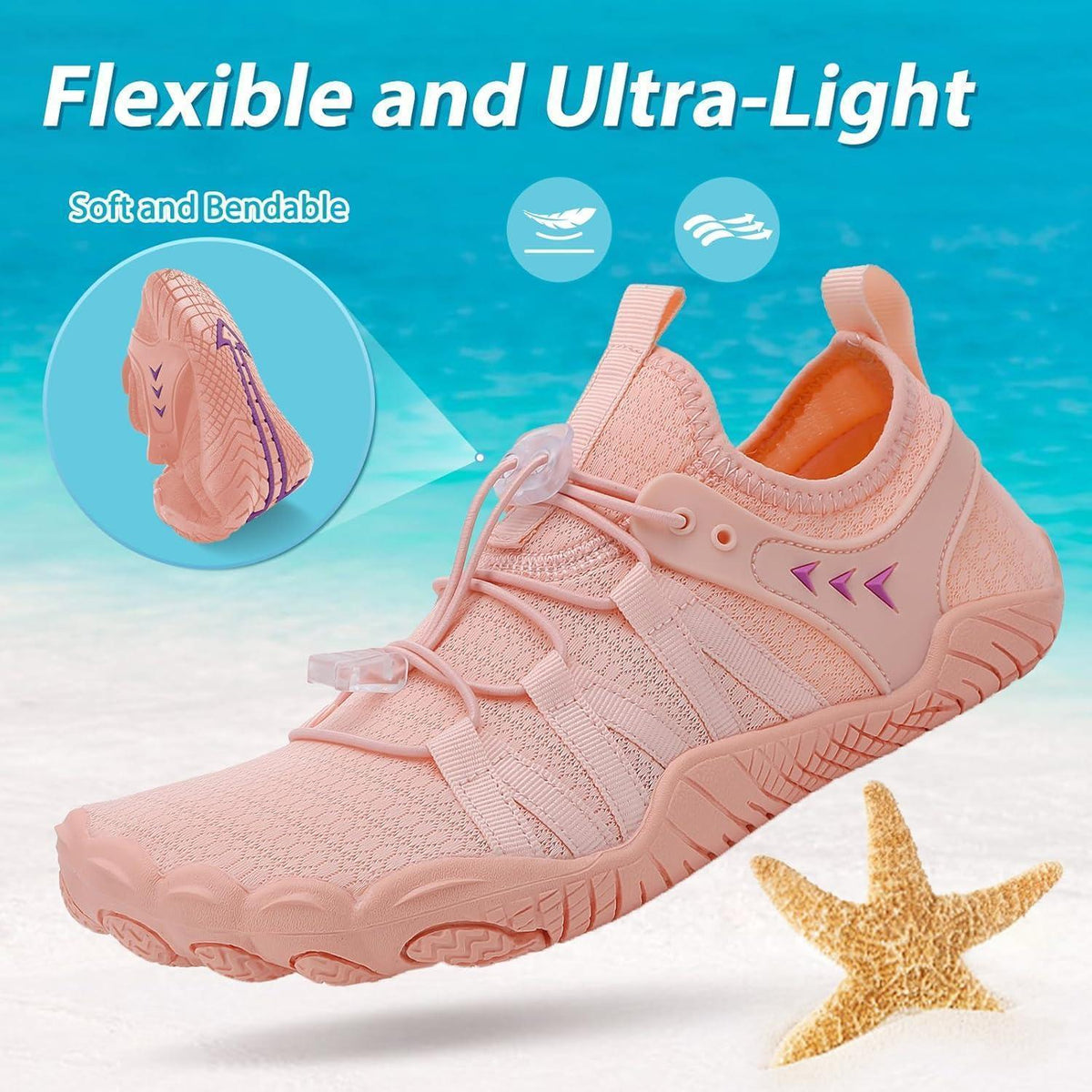 Aqua Schuhe Damen Herren Schnelltrocknend Pink 36-46
