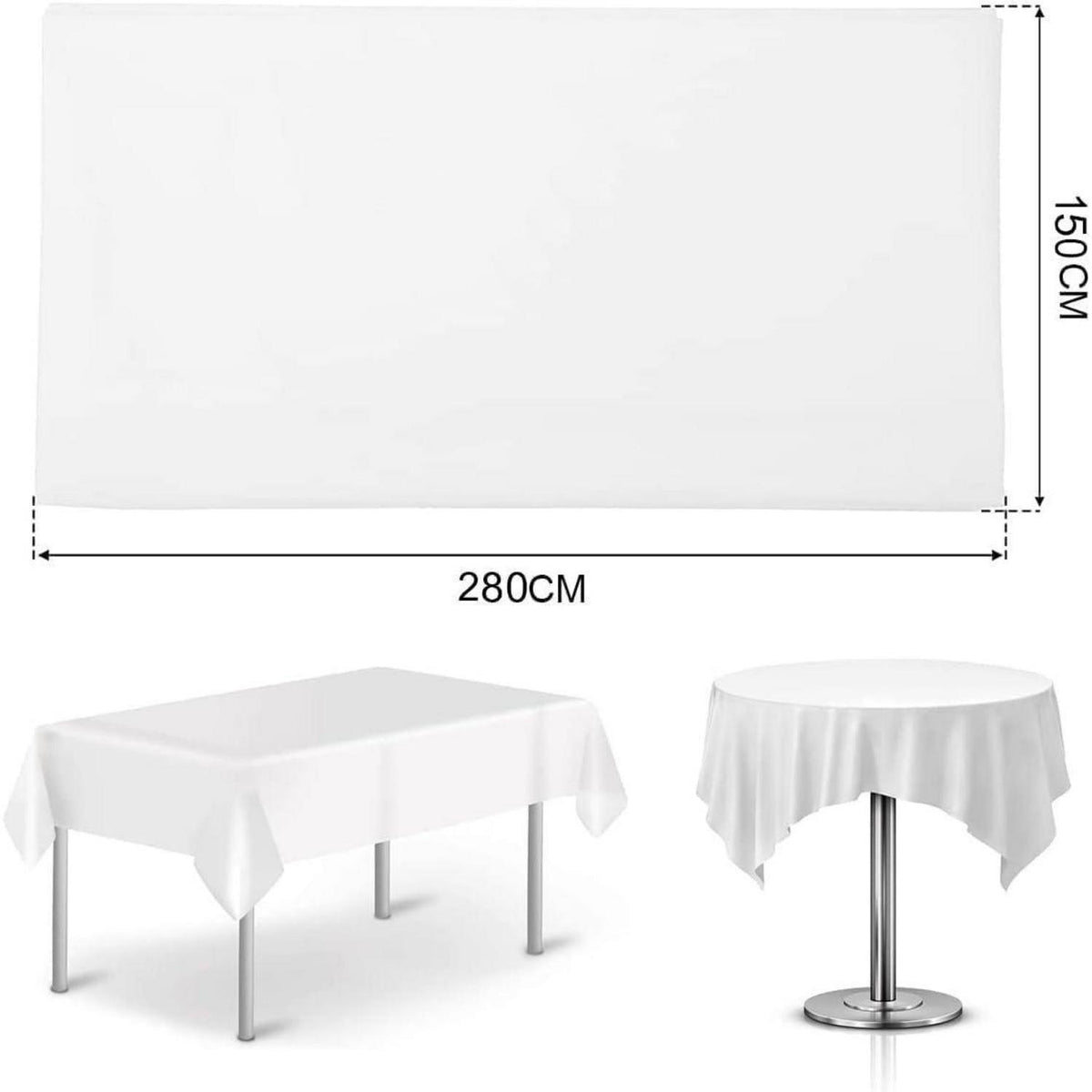 10x Einweg Tischdecke Weiß 150x280cm – Wasserdicht & Partybereit
