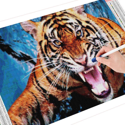 5D Diamant Painting Tiger Brüllen – Großes Bild Set für Erwachsene