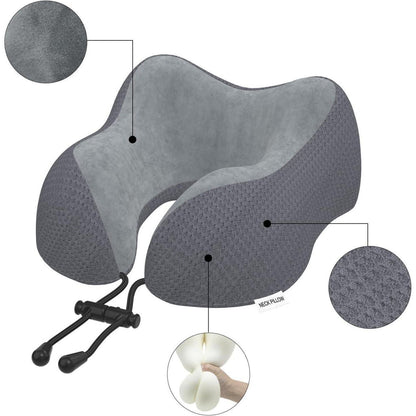 Reisekissen aus Memory Foam mit samtweichem Bezug, Dunkelgrau