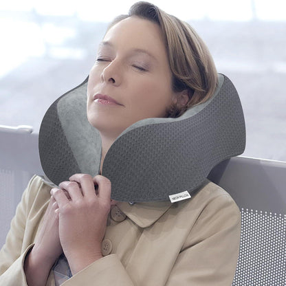 Reisekissen aus Memory Foam mit samtweichem Bezug, Dunkelgrau